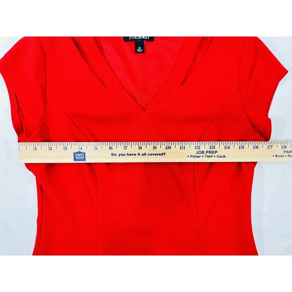 Roz & Ali Dress Women’s Sz M Red Cap Sleeve Fit And‎ Flare A line Solid Casual - Picture 10 of 11